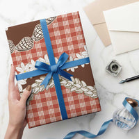 Red Hawaii Tiare and Shell Lei Wrapping Paper Hawaiian Palaka Luxury Vibes LT14 - Polynesian Pride