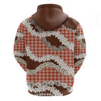 Red Hawaii Tiare and Shell Lei Zip Hoodie Hawaiian Palaka Luxury Vibes LT14 - Polynesian Pride