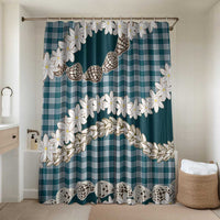 Dark Cyan Hawaii Tiare and Shell Lei Bathroom Set Hawaiian Palaka Luxury Vibes LT14 Shower Curtain Only Dark Cyan - Polynesian Pride