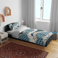 Dark Cyan Hawaii Tiare and Shell Lei Bedding Set Hawaiian Palaka Luxury Vibes LT14 - Polynesian Pride