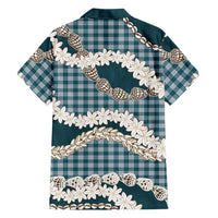 Dark Cyan Hawaii Tiare and Shell Lei Family Matching Summer Maxi Dress and Hawaiian Shirt Hawaiian Palaka Luxury Vibes - Polynesian Pride