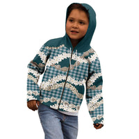 Dark Cyan Hawaii Tiare and Shell Lei Kid Hoodie Hawaiian Palaka Luxury Vibes LT14 - Polynesian Pride