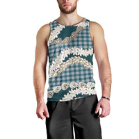 Dark Cyan Hawaii Tiare and Shell Lei Men Tank Top Hawaiian Palaka Luxury Vibes LT14 - Polynesian Pride