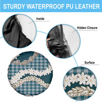 Dark Cyan Hawaii Tiare and Shell Lei Spare Tire Cover Hawaiian Palaka Luxury Vibes LT14 - Polynesian Pride