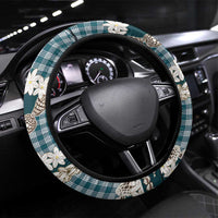 Dark Cyan Hawaii Tiare and Shell Lei Steering Wheel Cover Hawaiian Palaka Luxury Vibes LT14 Universal Fit Dark Cyan - Polynesian Pride
