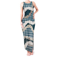 Dark Cyan Hawaii Tiare and Shell Lei Tank Maxi Dress Hawaiian Palaka Luxury Vibes LT14 Women Dark Cyan - Polynesian Pride