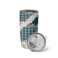Dark Cyan Hawaii Tiare and Shell Lei Tumbler Cup Hawaiian Palaka Luxury Vibes LT14 - Polynesian Pride