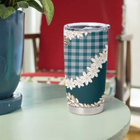 Dark Cyan Hawaii Tiare and Shell Lei Tumbler Cup Hawaiian Palaka Luxury Vibes LT14 - Polynesian Pride
