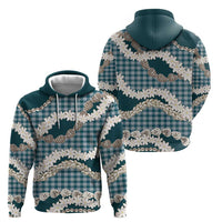 Dark Cyan Hawaii Tiare and Shell Lei Zip Hoodie Hawaiian Palaka Luxury Vibes - Polynesian Pride