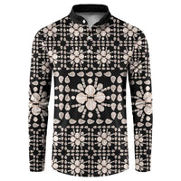 Aloha Hawaii Shell Quilt Button Sweatshirt Seamless Style LT14 Black - Polynesian Pride