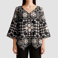 Aloha Hawaii Shell Quilt Kimono Sleeve Blouse Seamless Style LT14 - Polynesian Pride