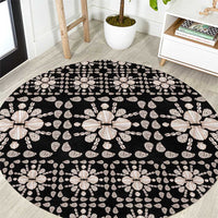 Aloha Hawaii Shell Quilt Round Carpet Seamless Style LT14 Black - Polynesian Pride