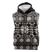 Aloha Hawaii Shell Quilt Sleeveless Zip Hoodie Seamless Style LT14 Black - Polynesian Pride