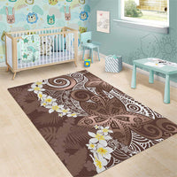 Mocha Mousse Polynesian Tribal Frangipani Tropical Vibe Area Rug