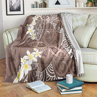Mocha Mousse Polynesian Tribal Frangipani Tropical Vibe Blanket