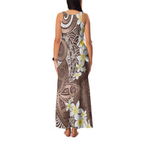 Mocha Mousse Polynesian Tribal Frangipani Tropical Vibe Family Matching Tank Maxi Dress and Hawaiian Shirt
