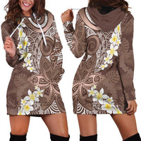 Mocha Mousse Polynesian Tribal Frangipani Tropical Vibe Hoodie Dress