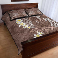 Mocha Mousse Polynesian Tribal Frangipani Tropical Vibe Quilt Bed Set