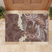 Mocha Mousse Polynesian Tribal Frangipani Tropical Vibe Rubber Doormat LT14 Mocha Mousse - Polynesian Pride