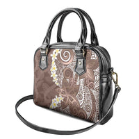 Mocha Mousse Polynesian Tribal Frangipani Tropical Vibe Shoulder Handbag