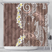 Mocha Mousse Polynesian Tribal Frangipani Tropical Vibe Shower Curtain