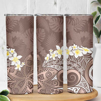 Mocha Mousse Polynesian Tribal Frangipani Tropical Vibe Skinny Tumbler