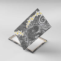 Gray Polynesian Tribal Frangipani Tropical Vibe Canvas Wall Art LT14 With Frame Gray - Polynesian Pride