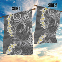Gray Polynesian Tribal Frangipani Tropical Vibe Garden Flag