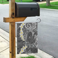 Gray Polynesian Tribal Frangipani Tropical Vibe Garden Flag