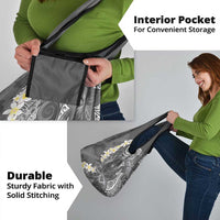 Gray Polynesian Tribal Frangipani Tropical Vibe Grocery Bag