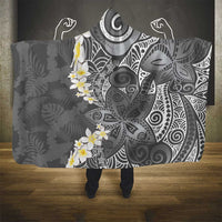 Gray Polynesian Tribal Frangipani Tropical Vibe Hooded Blanket LT14 - Polynesian Pride