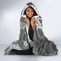 Gray Polynesian Tribal Frangipani Tropical Vibe Hooded Blanket LT14 - Polynesian Pride