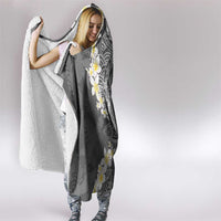 Gray Polynesian Tribal Frangipani Tropical Vibe Hooded Blanket LT14 - Polynesian Pride