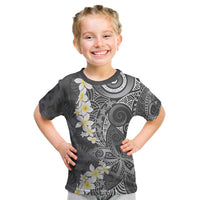 Gray Polynesian Tribal Frangipani Tropical Vibe Kid T Shirt LT14 Gray - Polynesian Pride
