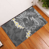Gray Polynesian Tribal Frangipani Tropical Vibe Rubber Doormat LT14 - Polynesian Pride