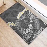 Gray Polynesian Tribal Frangipani Tropical Vibe Rubber Doormat LT14 - Polynesian Pride