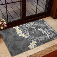 Gray Polynesian Tribal Frangipani Tropical Vibe Rubber Doormat LT14 - Polynesian Pride