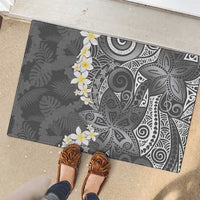 Gray Polynesian Tribal Frangipani Tropical Vibe Rubber Doormat LT14 - Polynesian Pride