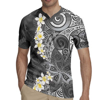 Gray Polynesian Tribal Frangipani Tropical Vibe Rugby Jersey