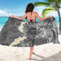 Gray Polynesian Tribal Frangipani Tropical Vibe Sarong