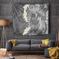 Gray Polynesian Tribal Frangipani Tropical Vibe Tapestry LT14 Gray - Polynesian Pride