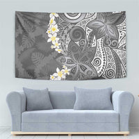 Gray Polynesian Tribal Frangipani Tropical Vibe Tapestry LT14 - Polynesian Pride