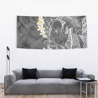 Gray Polynesian Tribal Frangipani Tropical Vibe Tapestry LT14 - Polynesian Pride