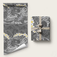 Gray Polynesian Tribal Frangipani Tropical Vibe Wrapping Paper - Polynesian Pride
