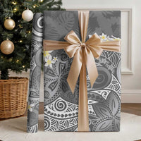 Gray Polynesian Tribal Frangipani Tropical Vibe Wrapping Paper - Polynesian Pride