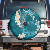 Cyan Polynesian Tribal Frangipani Tropical Vibe Spare Tire Cover