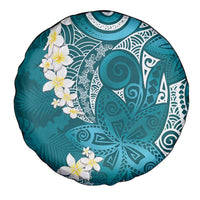 Cyan Polynesian Tribal Frangipani Tropical Vibe Spare Tire Cover