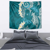 Cyan Polynesian Tribal Frangipani Tropical Vibe Tapestry LT14 - Polynesian Pride