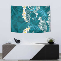 Cyan Polynesian Tribal Frangipani Tropical Vibe Tapestry LT14 - Polynesian Pride