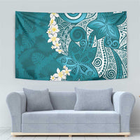 Cyan Polynesian Tribal Frangipani Tropical Vibe Tapestry LT14 - Polynesian Pride